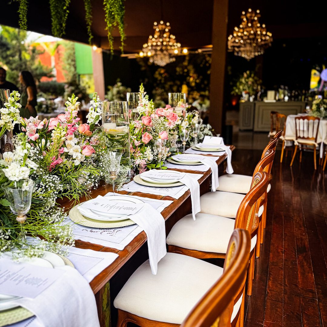 Mesa de recepção decorada